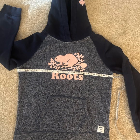 Roots Grey, Navy & Pink Pullover Hoodie XXL 13-14 *minor snag left sleeve - Picture 8 of 12